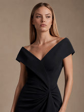 Load image into Gallery viewer, Black | B2B-Exclusive Sleeveless V-Neck High Stretch Mermaid High-Low Evening Dresses-Black