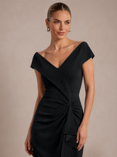Load image into Gallery viewer, Black | B2B-Exclusive Sleeveless V-Neck High Stretch Mermaid High-Low Evening Dresses-Black