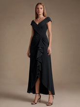 Load image into Gallery viewer, Black | B2B-Exclusive Sleeveless V-Neck High Stretch Mermaid High-Low Evening Dresses-Black