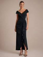 Load image into Gallery viewer, Black | B2B-Exclusive Sleeveless V-Neck High Stretch Mermaid High-Low Evening Dresses-Black