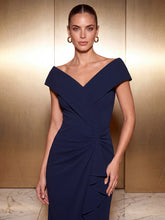 Load image into Gallery viewer, Navy Blue | B2B-Exclusive Sleeveless V-Neck High Stretch Mermaid High-Low Evening Dresses-Navy Blue