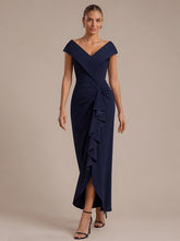 Load image into Gallery viewer, Navy Blue | B2B-Exclusive Sleeveless V-Neck High Stretch Mermaid High-Low Evening Dresses-Navy Blue