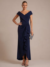 Load image into Gallery viewer, Navy Blue | B2B-Exclusive Sleeveless V-Neck High Stretch Mermaid High-Low Evening Dresses-Navy Blue