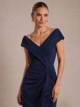 Load image into Gallery viewer, Navy Blue | B2B-Exclusive Sleeveless V-Neck High Stretch Mermaid High-Low Evening Dresses-Navy Blue