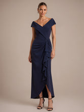 Load image into Gallery viewer, Navy Blue | B2B-Exclusive Sleeveless V-Neck High Stretch Mermaid High-Low Evening Dresses-Navy Blue