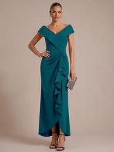 Load image into Gallery viewer, Teal Blue | B2B-Exclusive Sleeveless V-Neck High Stretch Mermaid High-Low Evening Dresses-Teal Blue