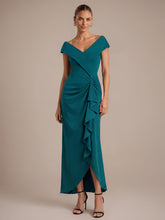 Load image into Gallery viewer, Teal Blue | B2B-Exclusive Sleeveless V-Neck High Stretch Mermaid High-Low Evening Dresses-Teal Blue