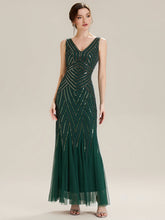 Load image into Gallery viewer, Color=Dark Green | Commercial Wholesale Sleeveless High Stretch Fishtail Beaded V-Neck Evening Dresses-Dark Green 5