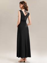 Load image into Gallery viewer, Color=Black | Industrial Use Sleeveless V-Neck High Stretch Bodycon Maxi Dress with Ruffles Evening Dresses-Black 2