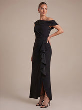 Load image into Gallery viewer, Factory Design Plus Size Sleeveless Off-Shoulder Crepe Mermaid Slit Evening Dresses - EE02756BK-R3.jpg