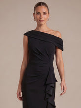 Load image into Gallery viewer, Factory Design Plus Size Sleeveless Off-Shoulder Crepe Mermaid Slit Evening Dresses - EE02756BK-R5.jpg