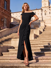 Load image into Gallery viewer, Factory Design Plus Size Sleeveless Off-Shoulder Crepe Mermaid Slit Evening Dresses - EE02756BK-R8.jpg