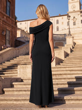 Load image into Gallery viewer, Factory Design Plus Size Sleeveless Off-Shoulder Crepe Mermaid Slit Evening Dresses - EE02756BK-R9.jpg