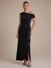 Load image into Gallery viewer, Factory Design Plus Size Sleeveless Off-Shoulder Crepe Mermaid Slit Evening Dresses - EE02756BK-R.jpg