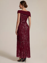 Load image into Gallery viewer, Burgundy | Sequined Off-Shoulder Crepe Maxi Wholesale Evening Dress-Burgundy