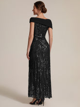 Load image into Gallery viewer, Black | Sequined Off-Shoulder Crepe Maxi Wholesale Evening Dress-Black