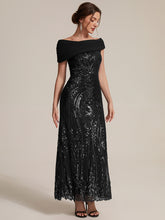 Load image into Gallery viewer, Black | Sequined Off-Shoulder Crepe Maxi Wholesale Evening Dress-Black