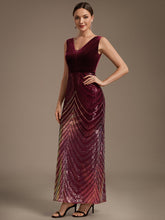 Load image into Gallery viewer, Burgundy | Fast Delivery Plus Size Sleeveless V-Neck Ombre Sequin Mermaid Maxi Evening Dresses