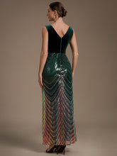 Load image into Gallery viewer, Dark Green | Fast Delivery Plus Size Sleeveless V-Neck Ombre Sequin Mermaid Maxi Evening Dresses