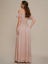 Load image into Gallery viewer, Color=Dusty Rose | Off Shoulder Pleated Maxi Formal Dress-Dusty Rose 2
