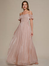 Load image into Gallery viewer, Color=Dusty Rose | Off Shoulder Pleated Maxi Formal Dress-Dusty Rose 4