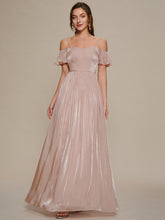 Load image into Gallery viewer, Color=Dusty Rose | Off Shoulder Pleated Maxi Formal Dress-Dusty Rose 1