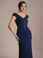 Load image into Gallery viewer, Color=Navy Blue | Industrial Use Sleeveless Multi-way V-neck High Stretch Sheath Maxi Evening Dresses-Navy Blue 13