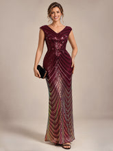 Load image into Gallery viewer, Burgundy | One Stop Shop Plus Size Sequin Sleeveless V-Neck Mermaid Maxi Evening Dresses-Burgundy