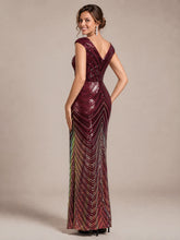 Load image into Gallery viewer, Burgundy | One Stop Shop Plus Size Sequin Sleeveless V-Neck Mermaid Maxi Evening Dresses-Burgundy