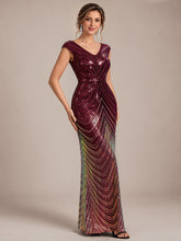 Load image into Gallery viewer, Burgundy | One Stop Shop Plus Size Sequin Sleeveless V-Neck Mermaid Maxi Evening Dresses-Burgundy