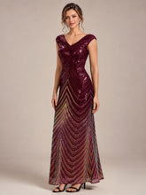 Load image into Gallery viewer, Burgundy | One Stop Shop Plus Size Sequin Sleeveless V-Neck Mermaid Maxi Evening Dresses-Burgundy
