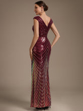 Load image into Gallery viewer, Burgundy | One Stop Shop Plus Size Sequin Sleeveless V-Neck Mermaid Maxi Evening Dresses-Burgundy