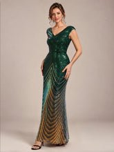 Load image into Gallery viewer, Dark Green | One Stop Shop Plus Size Sequin Sleeveless V-Neck Mermaid Maxi Evening Dresses-Dark Green