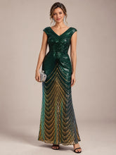 Load image into Gallery viewer, Dark Green | One Stop Shop Plus Size Sequin Sleeveless V-Neck Mermaid Maxi Evening Dresses-Dark Green