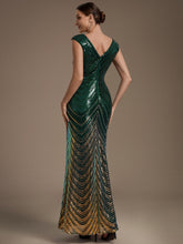 Load image into Gallery viewer, Dark Green | One Stop Shop Plus Size Sequin Sleeveless V-Neck Mermaid Maxi Evening Dresses-Dark Green