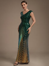 Load image into Gallery viewer, Dark Green | One Stop Shop Plus Size Sequin Sleeveless V-Neck Mermaid Maxi Evening Dresses-Dark Green