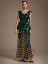 Load image into Gallery viewer, Dark Green | One Stop Shop Plus Size Sequin Sleeveless V-Neck Mermaid Maxi Evening Dresses-Dark Green