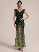 Load image into Gallery viewer, Dark Green | One Stop Shop Plus Size Sequin Sleeveless V-Neck Mermaid Maxi Evening Dresses-Dark Green