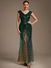 Load image into Gallery viewer, Dark Green | One Stop Shop Plus Size Sequin Sleeveless V-Neck Mermaid Maxi Evening Dresses-Dark Green