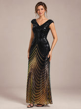 Load image into Gallery viewer, Black Gold | One Stop Shop Plus Size Sequin Sleeveless V-Neck Mermaid Maxi Evening Dresses-Black Gold