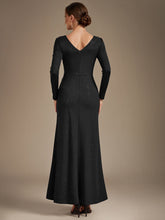Load image into Gallery viewer, Black | Bulk Order Plus Size Long Sleeve Jersey V-Neck Bodycon Sequined Evening Dresses-Black