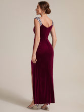 Load image into Gallery viewer, Burgundy | Commercial Wholesale Plus Size Sleeveless Velvet V-Neck Sequin Mermaid Maxi Evening Dresses