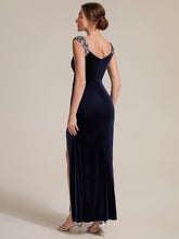 Load image into Gallery viewer, Burgundy | Commercial Wholesale Plus Size Sleeveless Velvet V-Neck Sequin Mermaid Maxi Evening Dresses