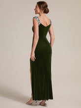 Load image into Gallery viewer, Black | Commercial Wholesale Plus Size Sleeveless Velvet V-Neck Sequin Mermaid Maxi Evening Dresses