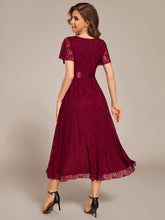 Load image into Gallery viewer, Color=Burgundy | Asymmetrical Hem Evening Dresses with Embroidery Decoration-Burgundy 2