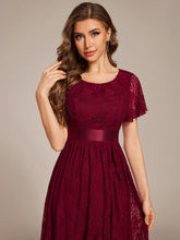 Load image into Gallery viewer, Color=Burgundy | Asymmetrical Hem Evening Dresses with Embroidery Decoration-Burgundy 3