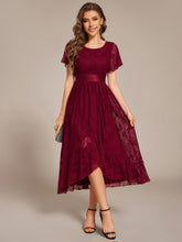 Load image into Gallery viewer, Color=Burgundy | Asymmetrical Hem Evening Dresses with Embroidery Decoration-Burgundy 1