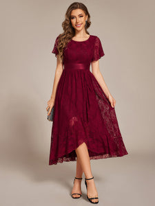 Color=Burgundy | Asymmetrical Hem Evening Dresses with Embroidery Decoration-Burgundy 1