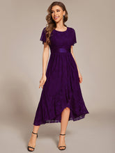 Load image into Gallery viewer, Color=Dark Purple | Asymmetrical Hem Evening Dresses with Embroidery Decoration-Dark Purple 9