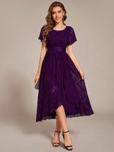 Load image into Gallery viewer, Color=Dark Purple | Asymmetrical Hem Evening Dresses with Embroidery Decoration-Dark Purple 6